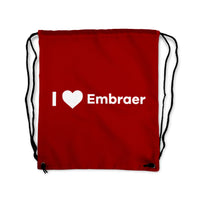 Thumbnail for I Love Embraer Designed Drawstring Bags