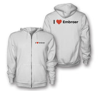 Thumbnail for I Love Embraer Designed Zipped Hoodies