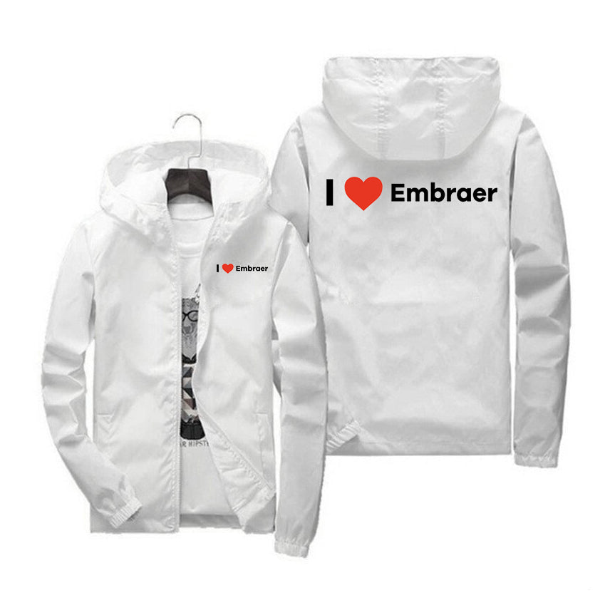 I Love Embraer Designed Windbreaker Jackets