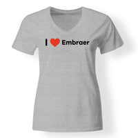 Thumbnail for I Love Embraer Designed V-Neck T-Shirts