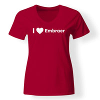 Thumbnail for I Love Embraer Designed V-Neck T-Shirts