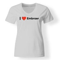 Thumbnail for I Love Embraer Designed V-Neck T-Shirts