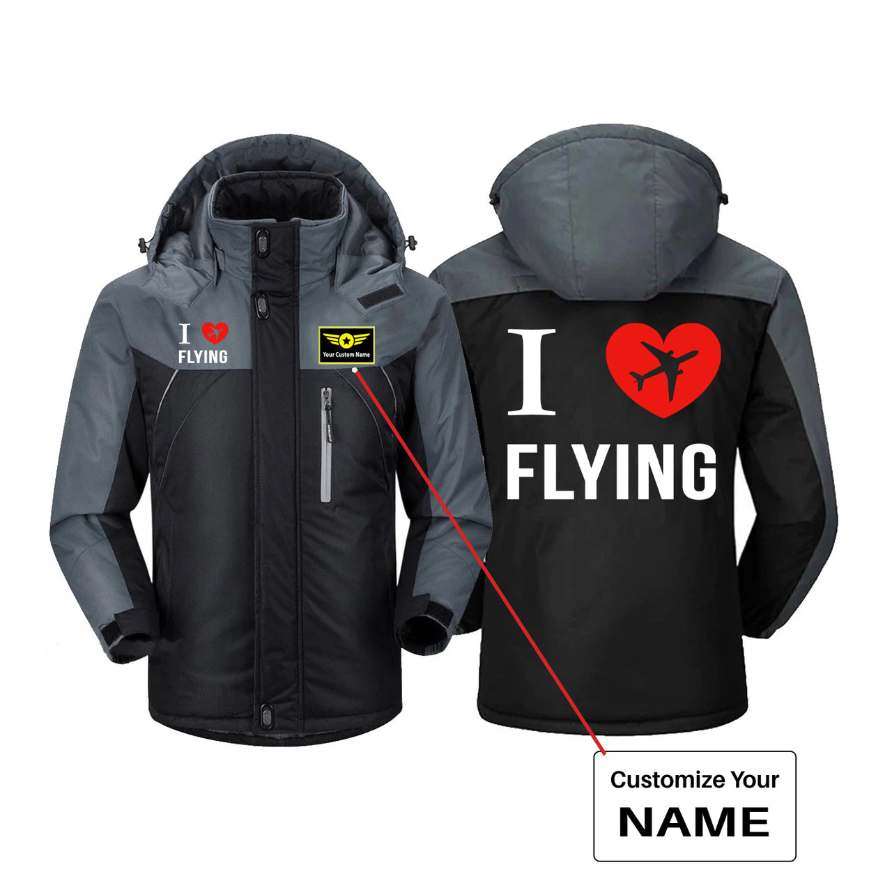 I Love Flying Designed Thick Winter Jackets