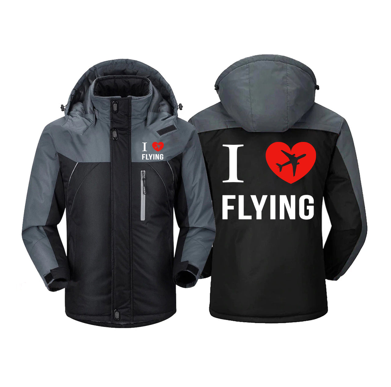 I Love Flying Designed Thick Winter Jackets