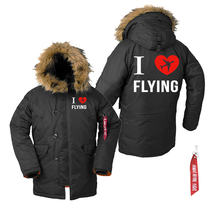 I Love Flying Designed Parka Bomber Jackets