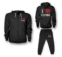 Thumbnail for I Love Flying Designed Zipped Hoodies & Sweatpants Set