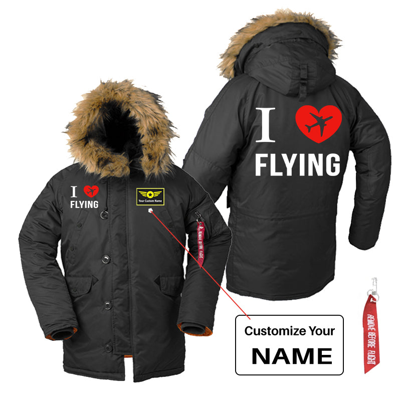 I Love Flying Designed Parka Bomber Jackets