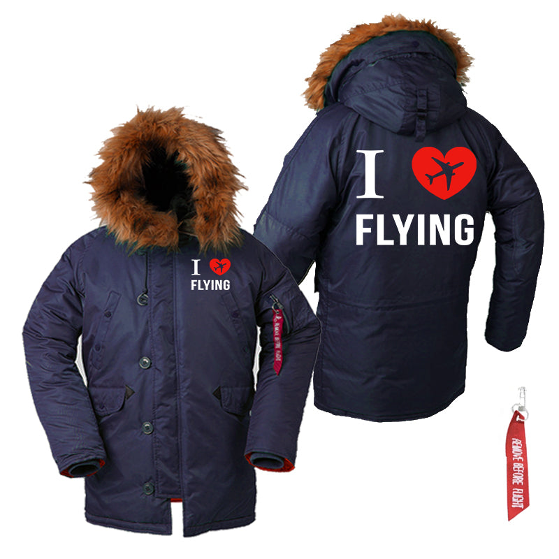 I Love Flying Designed Parka Bomber Jackets