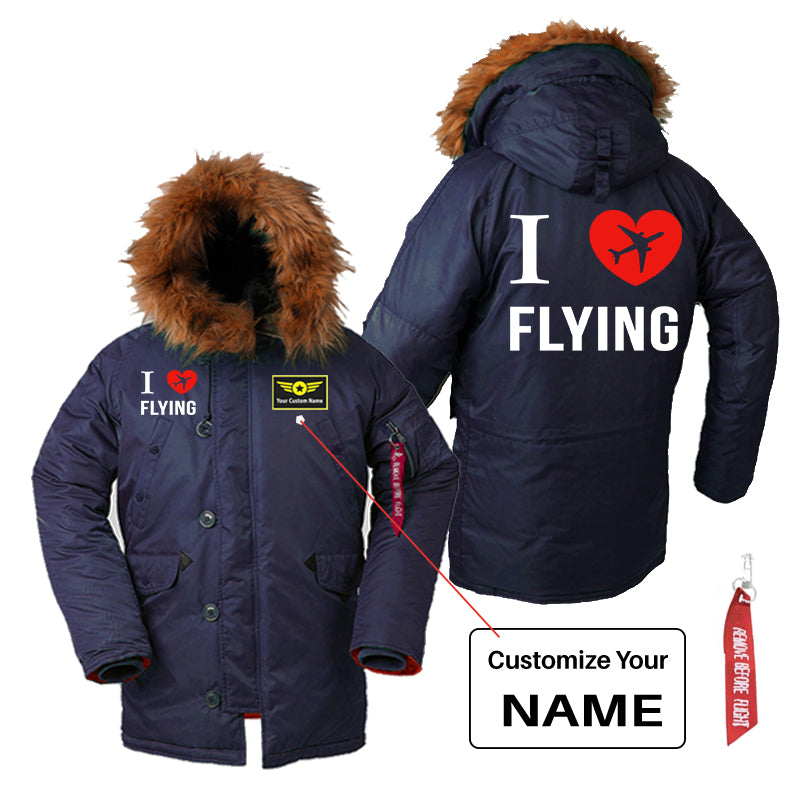 I Love Flying Designed Parka Bomber Jackets