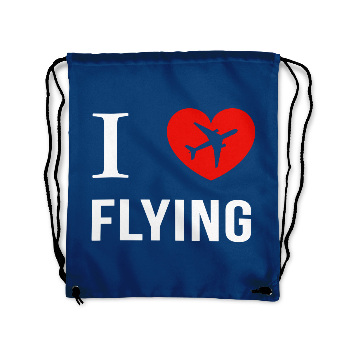 I Love Flying Designed Drawstring Bags