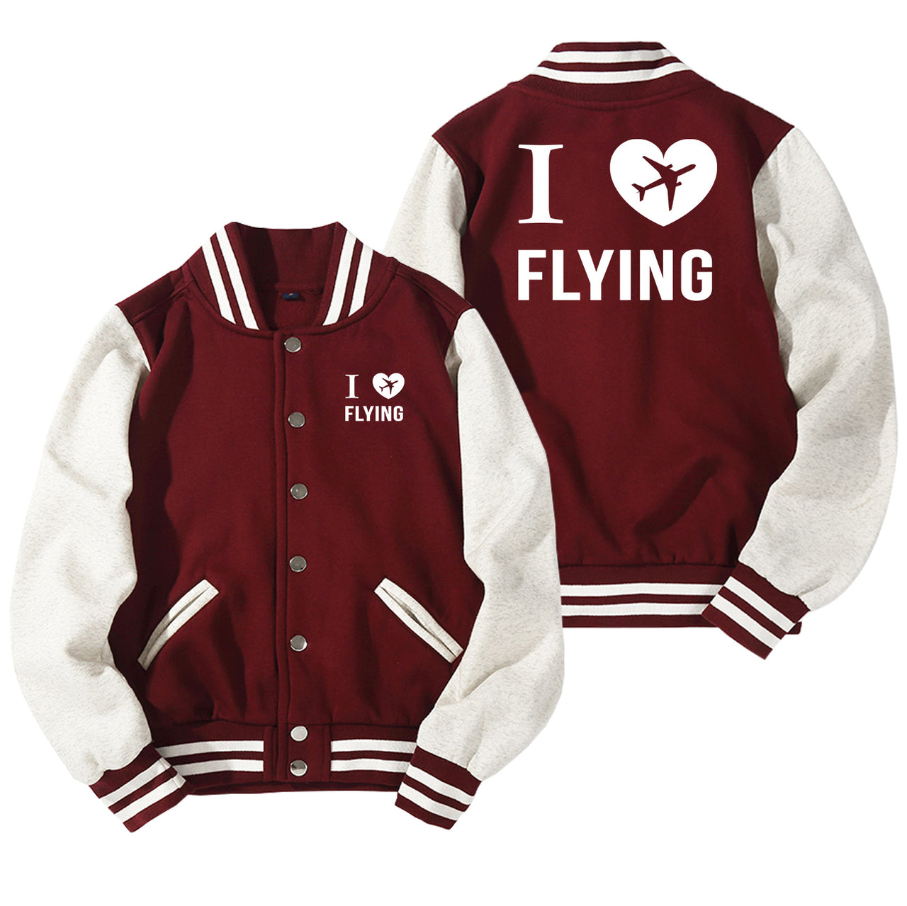 I Love Flying Designed Baseball Style Jackets