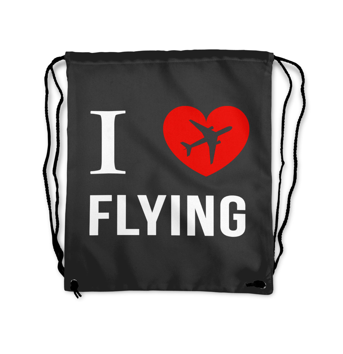 I Love Flying Designed Drawstring Bags