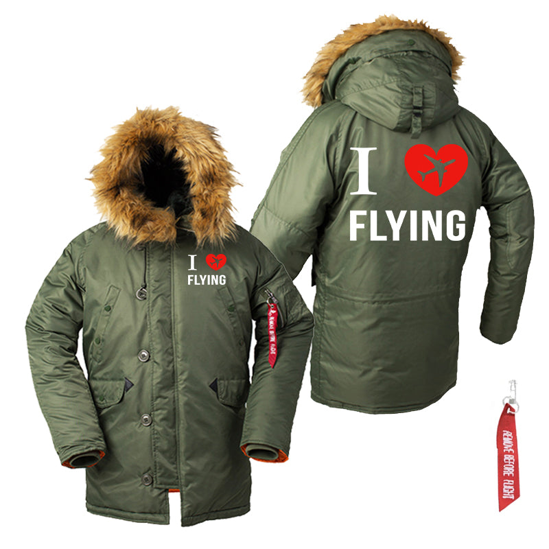 I Love Flying Designed Parka Bomber Jackets