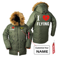 Thumbnail for I Love Flying Designed Parka Bomber Jackets