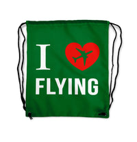 Thumbnail for I Love Flying Designed Drawstring Bags