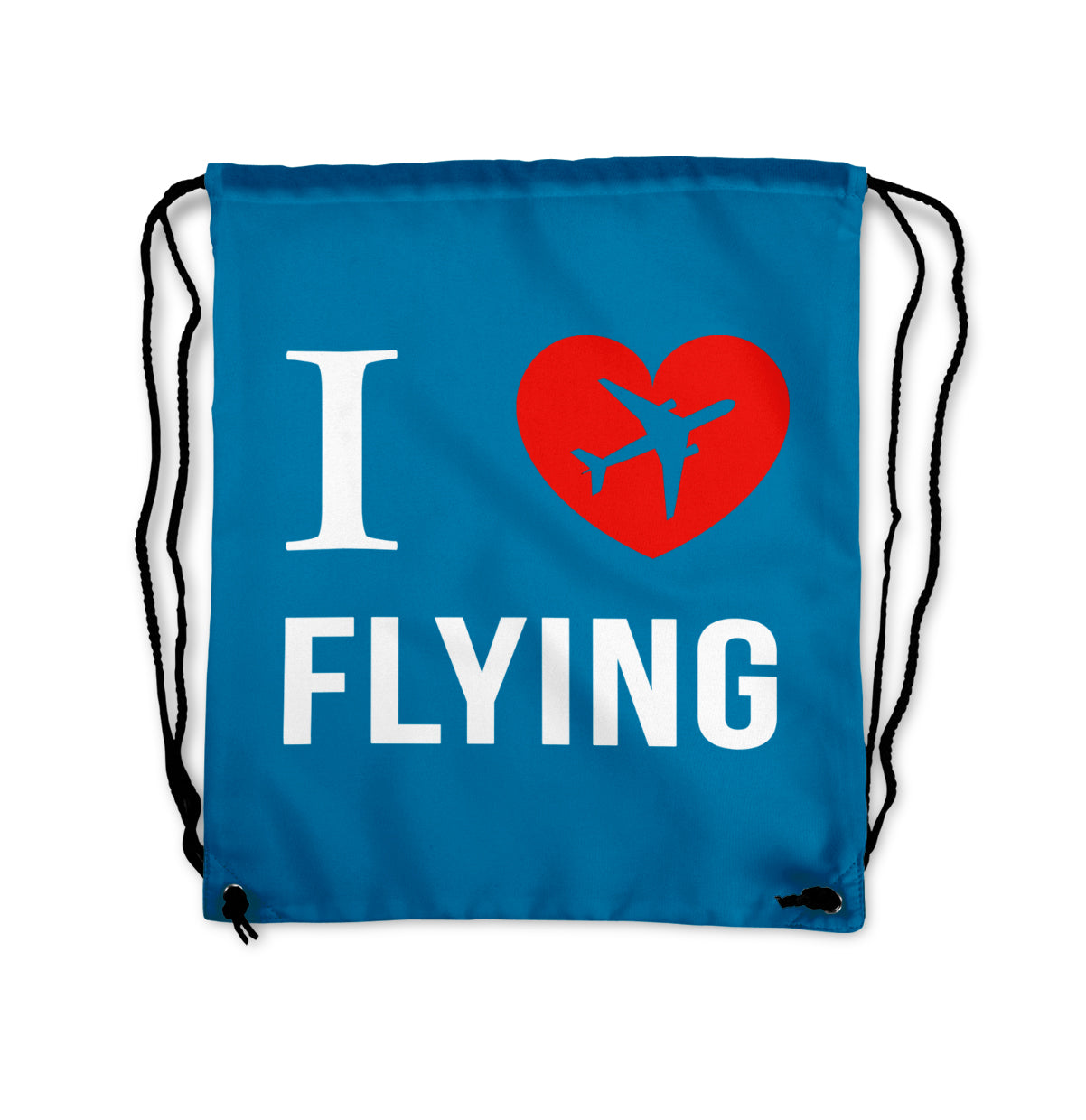 I Love Flying Designed Drawstring Bags