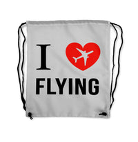 Thumbnail for I Love Flying Designed Drawstring Bags