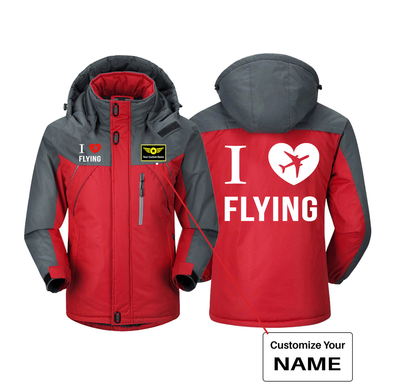 I Love Flying Designed Thick Winter Jackets