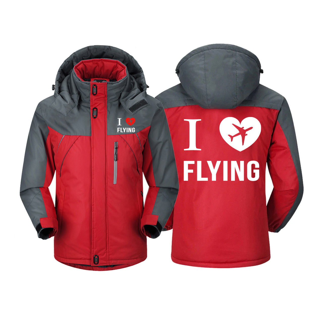I Love Flying Designed Thick Winter Jackets