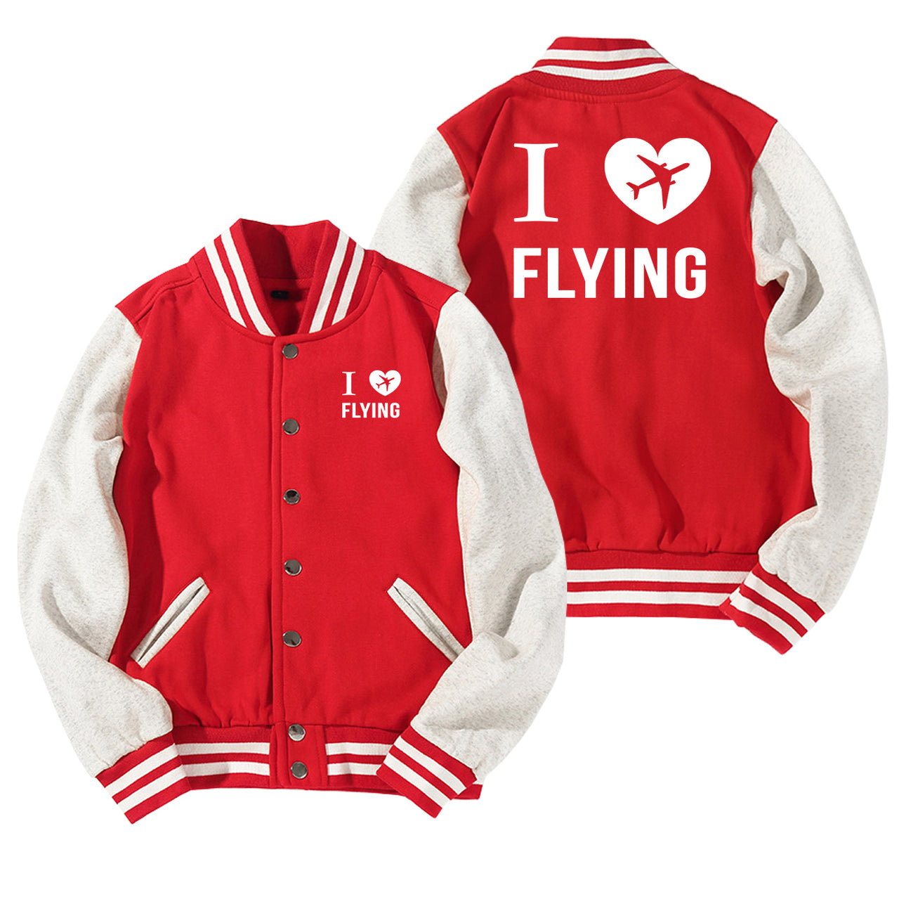 I Love Flying Designed Baseball Style Jackets