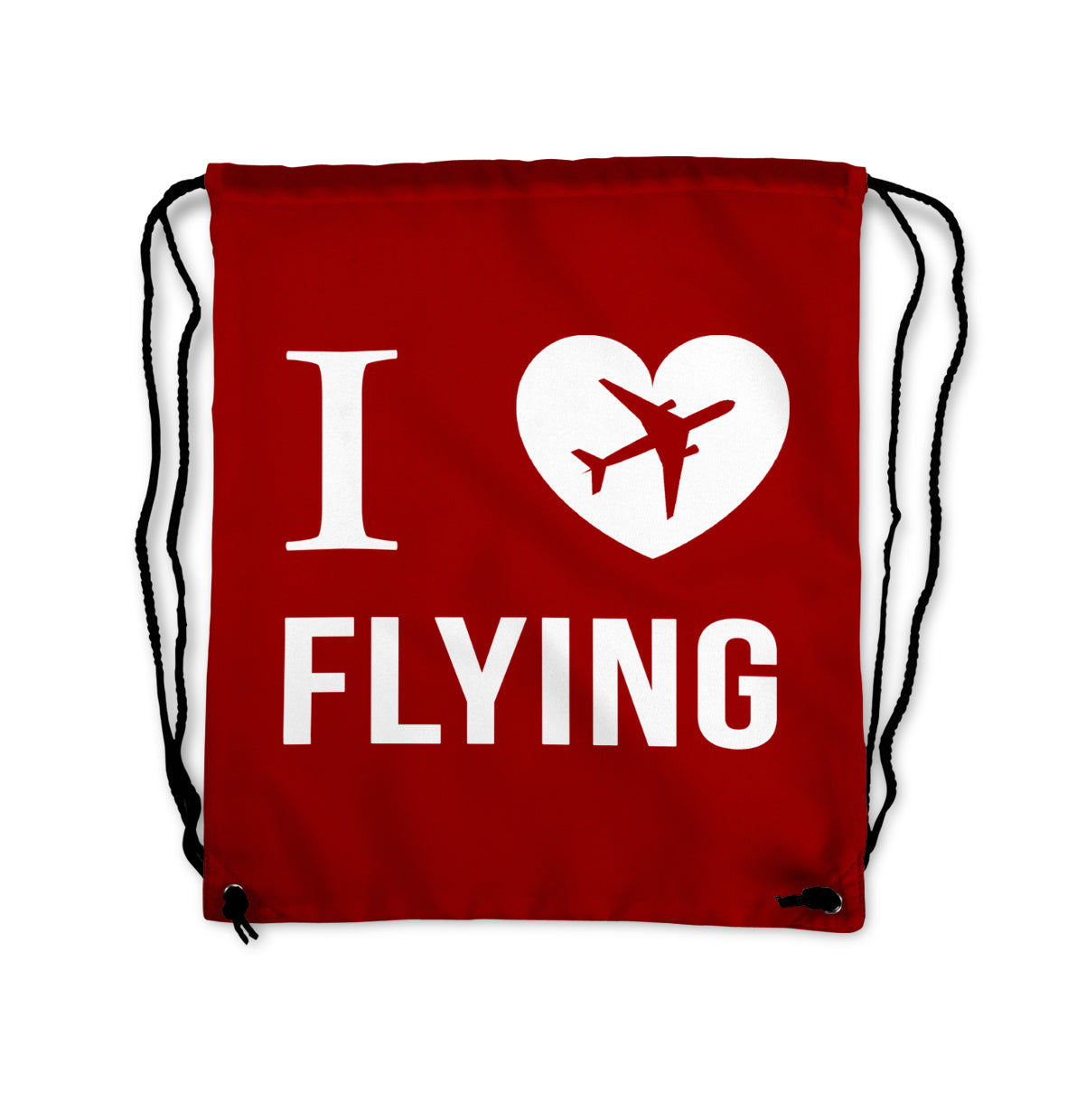 I Love Flying Designed Drawstring Bags