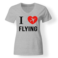 Thumbnail for I Love Flying Designed V-Neck T-Shirts