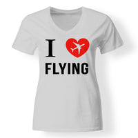 Thumbnail for I Love Flying Designed V-Neck T-Shirts