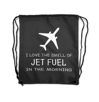 Thumbnail for I Love The Smell Of Jet Fuel In The Morning Designed Drawstring Bags