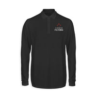Thumbnail for I'D Rather Be Flying Designed Long Sleeve Polo T-Shirts