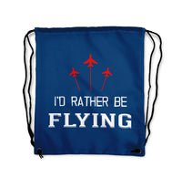 Thumbnail for I'D Rather Be Flying Designed Drawstring Bags