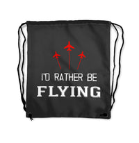 Thumbnail for I'D Rather Be Flying Designed Drawstring Bags