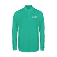 Thumbnail for I'D Rather Be Flying Designed Long Sleeve Polo T-Shirts