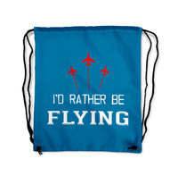Thumbnail for I'D Rather Be Flying Designed Drawstring Bags