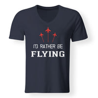 Thumbnail for I'D Rather Be Flying Designed V-Neck T-Shirts