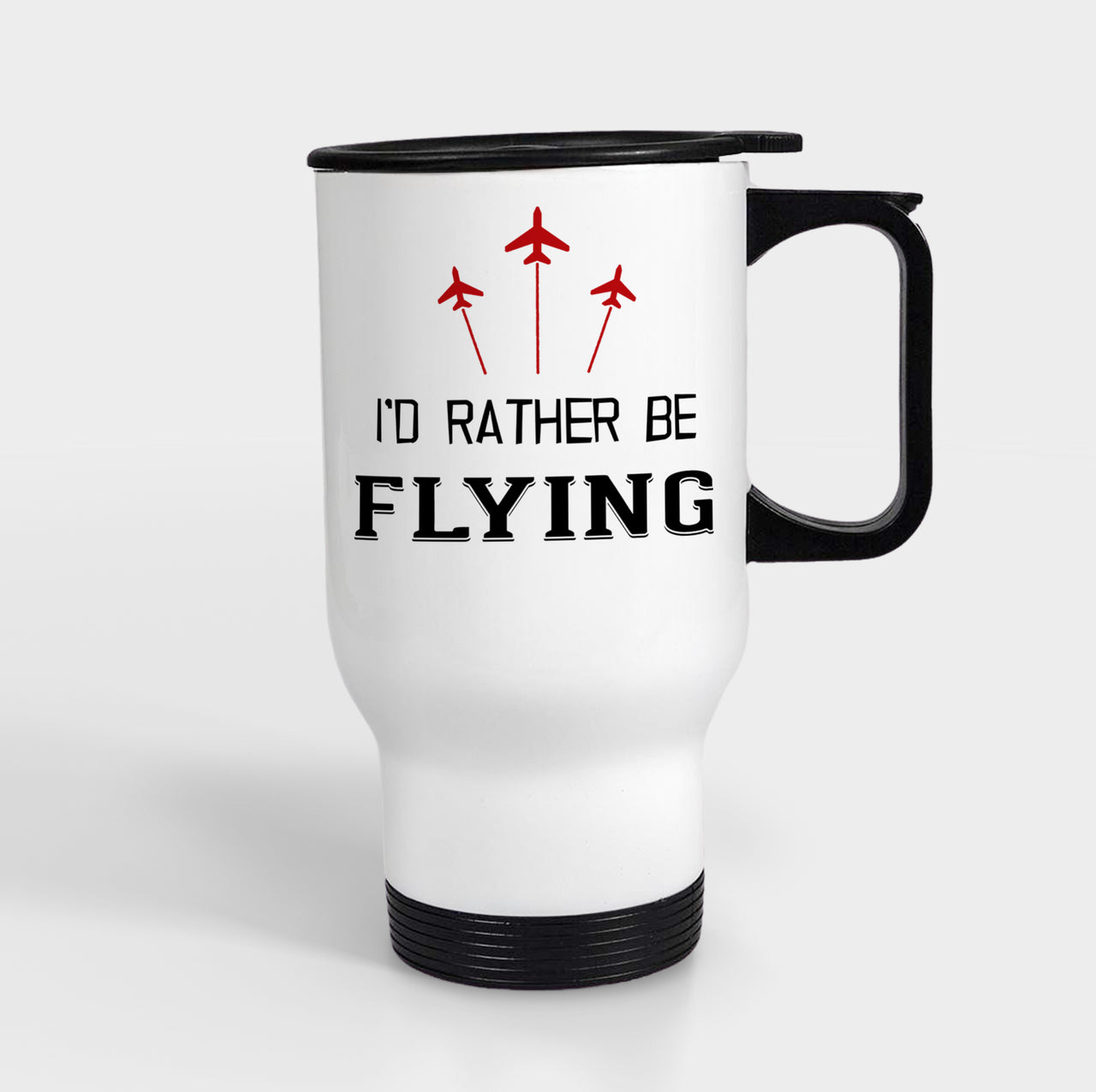 I'D Rather Be Flying Designed Travel Mugs (With Holder)