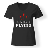 Thumbnail for I'D Rather Be Flying Designed V-Neck T-Shirts