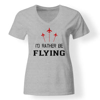 Thumbnail for I'D Rather Be Flying Designed V-Neck T-Shirts