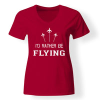 Thumbnail for I'D Rather Be Flying Designed V-Neck T-Shirts