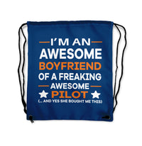 Thumbnail for I am an Awesome Boyfriend Designed Drawstring Bags