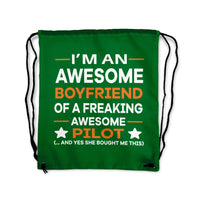Thumbnail for I am an Awesome Boyfriend Designed Drawstring Bags