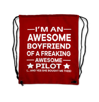 Thumbnail for I am an Awesome Boyfriend Designed Drawstring Bags