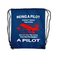 Thumbnail for If You're Cool You're Probably a Pilot Designed Drawstring Bags