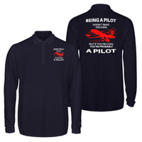 Thumbnail for If You're Cool You're Probably a Pilot Designed Long Sleeve Polo T-Shirts (Double-Side)