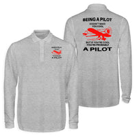 Thumbnail for If You're Cool You're Probably a Pilot Designed Long Sleeve Polo T-Shirts (Double-Side)