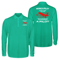 Thumbnail for If You're Cool You're Probably a Pilot Designed Long Sleeve Polo T-Shirts (Double-Side)