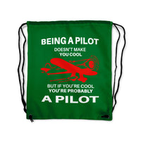 Thumbnail for If You're Cool You're Probably a Pilot Designed Drawstring Bags