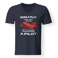 Thumbnail for If You're Cool You're Probably a Pilot Designed V-Neck T-Shirts