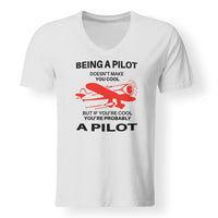 Thumbnail for If You're Cool You're Probably a Pilot Designed V-Neck T-Shirts