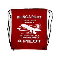 Thumbnail for If You're Cool You're Probably a Pilot Designed Drawstring Bags