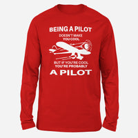 Thumbnail for If You're Cool You're Probably a Pilot Designed Long-Sleeve T-Shirts